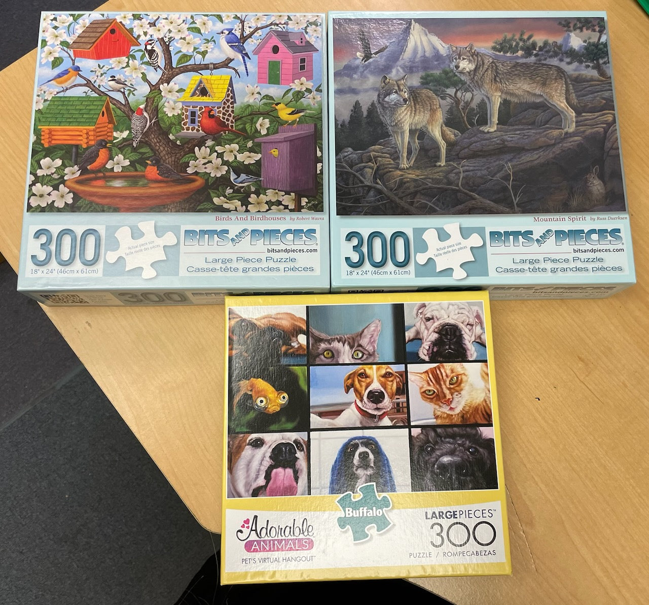 3 (Three) Jigsaw Puzzles - 300 pieces - Various Sizes - See Description  (21-47)