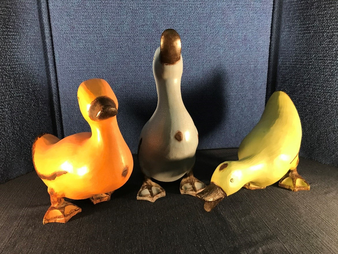 Vintage Hand Crafted Wooden 3 Piece Duck Set (21-19)