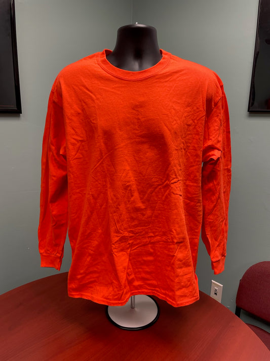 Gildan Ultra Cotton Orange Adult Unisex L Long Sleeve T-shirt Qty: 1