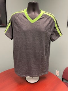 Augusta Sportswear Adult Unisex L Slate Heather/Lime Get Rowdy Shoulder Stripe Tee Qty: 1