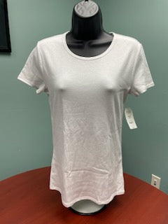 Time & Tru Ladies Semi-Fitted S Artic White Crew Neck Short Sleeve T-Shirt Qty: 1